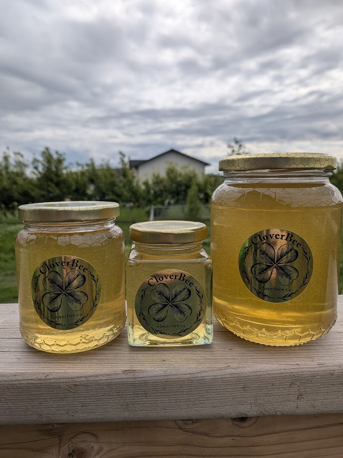 Three jars of CloverBee honey from the apiary where CloverBee Maker began